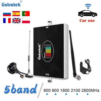 Lintratek 5 להקה המכונית להשתמש האיתותים Booster 800 900 1800 2100 2600 סלולרית GSM מגבר 2G 3G 4G DCS LTE טלפון נייד ערכת מהדר