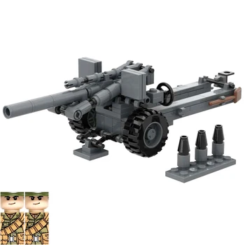 כלי הנשק הצבאיים M1A1 155mm הוביצר בניין צעצוע גדוד תותחי שדה יצירתי מתנה לילדים עם 2 חיילים