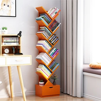 הסקנדינבים פשוט כונניות יצירתי עץ עץ בצורת מדף הספרים המודרני הרהיטים בסלון הבית השינה ארגונית מדף אחסון