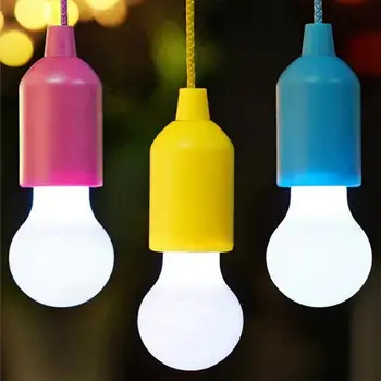 8pcs צבעוני כבל המשיכה אור הנורה ניידת LED רטרו נברשת תלויה מנורה.