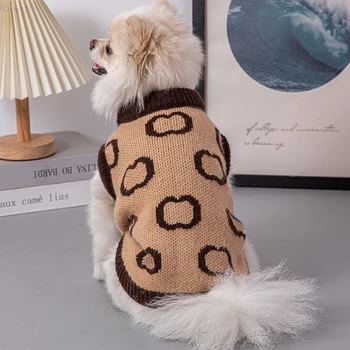 מעצב יוקרתי מחמד בגדי חורף XS-2XL בינוני קטן הכלב סוודרים סרוגים, צמר גור המגשרים סריגים שנאוצר צ ' יוואווה