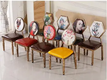 האירופי האוכל כיסא ברזל פשוטים אמנות קפה שולחן כיסא רטרו מסעדת מלון הכיסא .