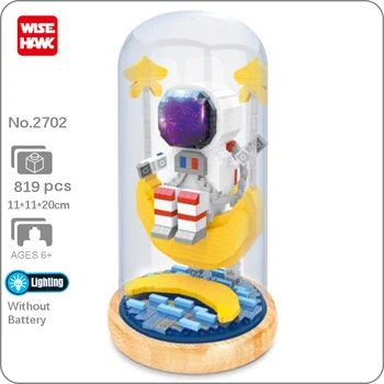 Weagle 2702 חלל אסטרונאוט אסטרונאוט לירח כוכב מים בובת תצוגה אור מיני יהלומים אבני בניין לבנים צעצוע מתנה בקופסא