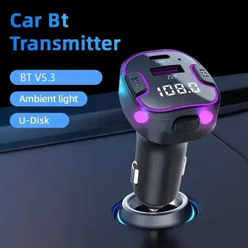 המכונית שחקן מתאם USB אלחוטי רכב מסוג מתאם עם מטען מהיר צבעוני כפול ממשק משדר מכונית עם אורות P8P1