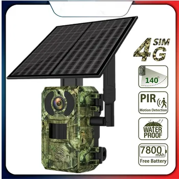 4MP 4G כרטיס ה SIM-שמש ציד שביל מצלמה עמיד למים תנועת PIR זיהוי חיות הבר מצלמה עם ראיית לילה
