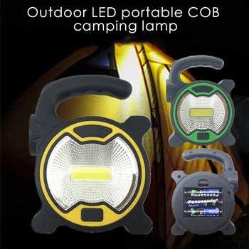 נייד COB LED העבודה האור כף יד פנס פנס חיצוני עמיד למים אוהל קמפינג עם אורות להתמודד עם הסוללה מופעל על המנורה