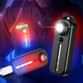 המשטרה פנס אחורי לאופניים קסדה אור הפנס כתף מיני טקטי מסוג c-מחזיק מפתחות אור המנורה נטענת דק