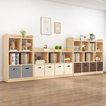 אור יוקרה מעץ מלא ארונות ספרים פשוטים ספריית הספרים המודרני הרהיטים בסלון ביתי אחסון ארגונית מדף קיר