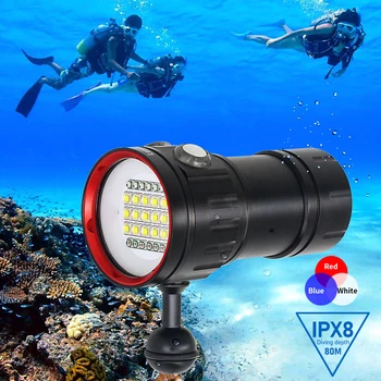 מקצועי מתחת למים 27 LED צילום אור להדגיש המנורה 20000Lumens פנס צלילה עמיד למים 100 מ ' מצלמת וידאו לפיד