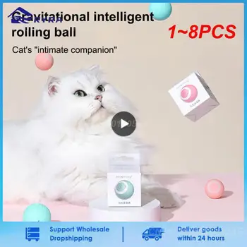 1~8PCS חכם חשמלי חתול הכדור צעצועים גלגול אוטומטי חתול צעצועים לחתולים הדרכה עצמית עוברת חתלתול צעצועים מקורה אינטראקטיבי