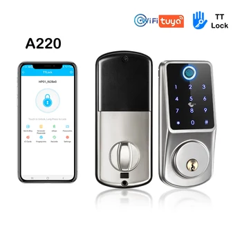 A220 מנעול טביעת אצבע חכם לנעול את הדלת Tuya Wifi/ TT נעילת אפליקציה של שליטה מרחוק סיסמא מפתח IC כרטיס קוד אוטומטי בריח מנעול