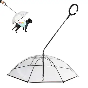 הכלב מטריה עם רצועה מחמד מטריה עם שרשרת רצועה כלבלב גשם שלג יום הליכה מטריה גמיש להתמודד עם אטים לגשם Snowproof