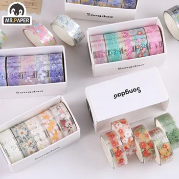 מר נייר 5rolls/קופסת פרח חמוד Washi Tape טריים DIY מדריך נוי אסתטי מדבקה חומר הקלטת נייח