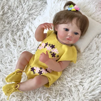 NPK 19inch גוף שלם לתינוק הנולד ילדה מחדש בובות מדו מציאותי מגע רך 3D העור עם נראים לעין ורידים אמנות הבובה