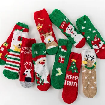 חדש חג המולד נשים גרבי כותנה חג המולד, גרביים, חורף השנה החדשה, סנטה קלאוס, עץ חג המולד צבי צבעוני Kawaii אלמוגים גרב צמר
