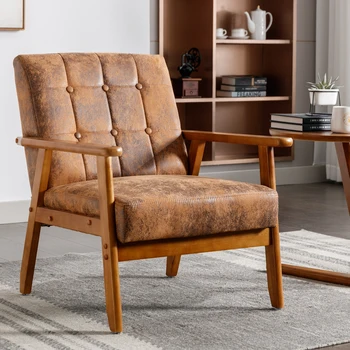 אמצע המאה מודרני זרוע הכיסא עם מסגרת עץ,בד פשתן נוח לקרוא הכיסא,המבטא כיסא סלון, חדר השינה קריאה