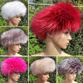 חדש Faux פרווה רוסי המחבל כובע לנשים רך פלומתי ועבה חמים כובע צבע מוצק Earwarmer סקי, כובעים כובעי צמר