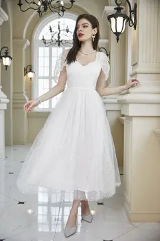 בחורה לבנה טול שמלת יום ההולדת נשים 2023 שושבינה שמלה מתוקה גבוהה המותניים Vestidos דה פיאסטה קו הסיום שמלת נשף