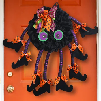 Multifoot עכביש תלוי דלת יצירתי ליל כל הקדושים זר בד גרלנד מסיבת ליל כל הקדושים קישוטים