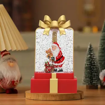 שולחן העבודה של חג המולד אור 3d סנטה קלאוס, איש שלג עץ נצנצים פייטים מנורת לילה חגיגי שולחן העבודה עבור מסיבת חג המולד חג המולד.