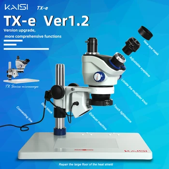 TX-350e-V1.2 Trinocular סטריאו מיקרוסקופ להגדיר החדש עינית להתאים את אורך המוקד 3.5 X-100X זום Simul מוקד Trinocular מיקרוסקופ