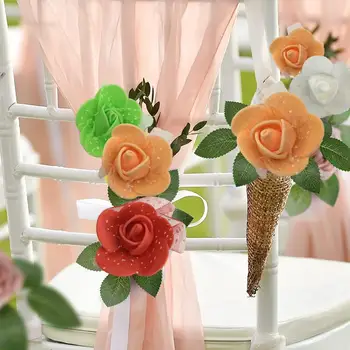 100Pcs מזויפים של ראש הפרח מלאכותי מציאותי רוז קצף של ראש הפרח עם גזה רשת DIY החתונה סימולציה עיצוב פרחוני
