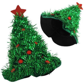 חג המולד, כובעי סנטה אדום ירוק כסוף נצנצים, נצנצים חג המולד עץ חג חידוש מסיבת תחפושות הכובע