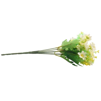 1 זר 28 ראשים מלאכותיים מזויפים דייזי פרח מקורה חיצונית תליית עציץ הביתה חתונה בגן בית הקברות עיצוב (לבן ירוק)