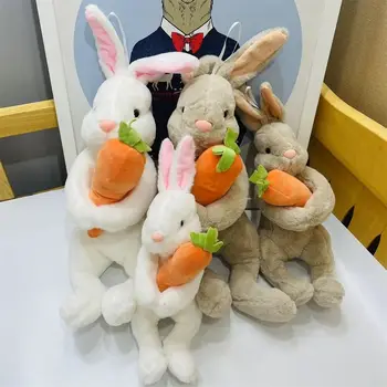 יושב ארנב קטיפה צעצועים ללטף חיות מפוחלצות מחבק גזר בובת הארנב בובת סימולציה יושב ילדים מתנה