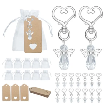 30 יח ' אנג ' ל מחזיק מפתחות מזכרת חתונה מתנות לתינוק מקלחת טובה מתנות להגדיר עם שרוך תג שקית הממתקים