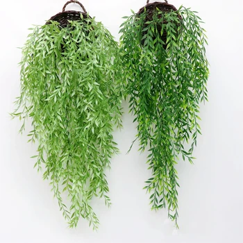 צמחים מלאכותיים ירוק ווילו עלים קש תלייה על קיר החתונה צמח קיר נוף Garden Hotel התקרה קישוט הקיר