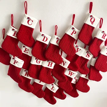 ילדים אספקה קישוט גרביים סרוגים צמר רקום גרביים לילדים ממתקים בשקית מתנה מכתב חג המולד, גרביים בשקית מתנה