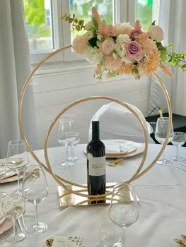 10 יח ' פרח מתלה שולחן החתונה קישוטי מתכת גיאומטריות אביזרים מלאכותיים מדף הכביש המוביל פרחוני לעמוד רקע קישוט
