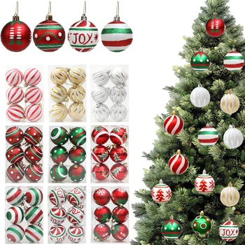 נואל 2023 עץ חג המולד תליון 6pcs/lot 6CM כדור חג המולד תפאורה קישוטים 2024 שנה החדשה חג המולד קישוט הבית Navidad מתנה