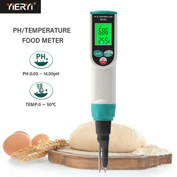 מקצועי מזון מד PH 0.00~14.00 pH pH Temp בודק רמת דיוק גבוהה חיישן החומציות מנתח בשר שימורים גבינה בצק מים