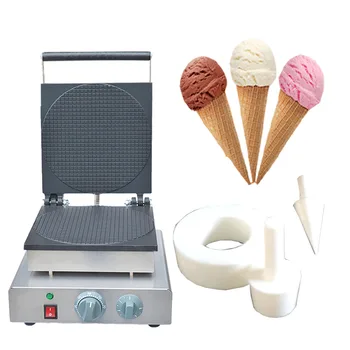 נירוסטה כפול הראש גלידה עושה מכונה להכנת גלידה חשמלית וופל גלידה אופה בתנור קריספי אגרול אפייה