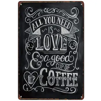 עיצוב רטרו כוס קפה טוב פח מתכת סימנים אמנות קיר | עבה Tinplate להדפיס פוסטר קישוט קיר עבור בית קפה/מטבח/קפה