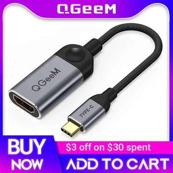 QGEEM USB C ל-HDMI כבל מתאם 4K 30Hz Type-c ל-HDMI עבור huawei mate 20 macBook pro 2018 ipad pro hdmi נקבה ל-usb type-c