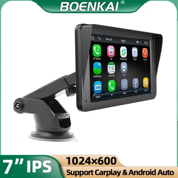 BOENKAI 7 אינץ רדיו במכונית מולטימדיה אלחוטית Carplay אנדרואיד אוטומטי MirrorLink מסך מגע סטריאו חכם MP5 Player תצוגה