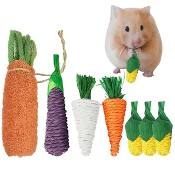 7Pcs ארנב ללעוס צעצועים בעלי חיים קטנים ללעוס צעצועים צרור ניקוי שיניים טוחנת שחיקה צעצועים לחיות מחמד אביזרים הארנב אוגר