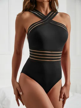נשים סקסית חתיכה אחת בגדי ים אופנתי מוצק קיץ חם Beachwear ללא משענת Bathingsuit