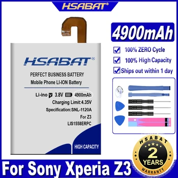 HSABAT 4900mAh LIS1558ERPC הסוללה של הטלפון עבור Sony Xperia Z3 L55T L55U D6653 D6603 D6633 D6616 D6708