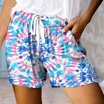 מקסימום מכנסיים קצרים לנשים 2023 קו מותן גבוה מזדמן שרוך מכנסי קיץ אלסטית חגורת מכנסיים קצרים חופשי ספורט הקיץ פועל המכנסיים