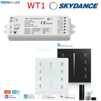 Tuya LED דימר WT1 12 24V DC חכם Wifi 2.4 G RF שלט אלחוטי דימר קיר רכוב קשר לוח זכוכית בקר T11-1 T12-1