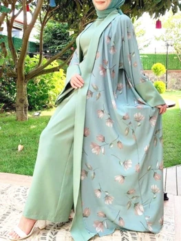 הרמדאן המוסלמי פתח Abaya עיד כפיות לנשים דובאי סרבל טורקיה האסלאם צנוע תלבושת למסיבת חיג ' אב השמלה Kaftan החלוק