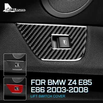 עבור ב. מ. וו Z4 E85 E86 2003-2008 אמיתי סיבי פחמן מדבקה למכונית דלת צד חלון מתג מרים כפתור לכסות את הפנים לקצץ אביזרים