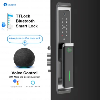 smardeer דיגיטלית נעילה אלקטרונית עבור Alexa ו-Google שליטה קולית טביעת אצבע, מנעול מתאים 40-90 מ 