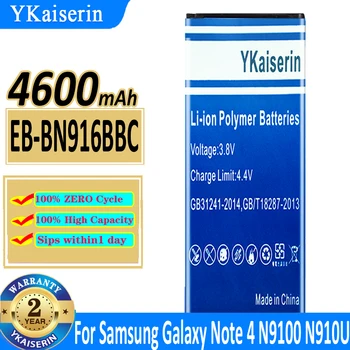 YKaiserin EB-BN916BBC EBBN916BBC 4600mAh סוללה עבור סמסונג Galaxy NOTE4 N9100 N9106W N9108V N9109V הערה 4 סוללות Note4