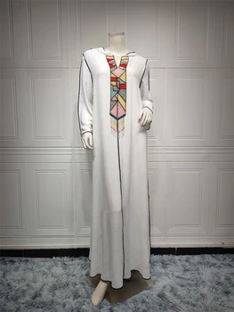 כפיות לנשים עם ברדס שרוול ארוך מקסי שמלה חרוזים ריינסטון גלימה Marocain Abaya טורקיה החדשה 2023 באיכות גבוהה