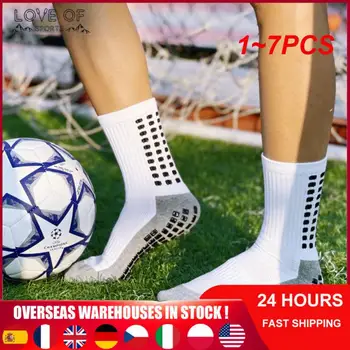 1~7PCS ספורט חדש Anti Slip כדורגל גרבי כותנה כדורגל גברים אחיזה גרביים calcetas antideslizantes de futbol
